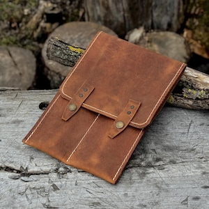 Estuche de cuero genuino para cinceles con dos bolsillos. Estuche de cuero Crazy Horse. Bolsa para guardar herramientas. Estuche para cinceles, cuchillos y herramientas de taller. Un regalo para él.