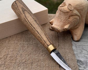 Whittling Knife, 52100 Carbon Steel, Hand Forged Chip Carving Knife, Sculpting Tool