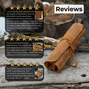 Genuine Leather Tool Roll with 8 Pockets. Universal Leather Crazy Horse. Tool Storage Bag. Roll for Chisels, Gouge, Knives and Garage Tools image 11