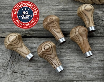 Set of 5 Palm Handles for Tools. Ergonomic Ash Wood Handles with Aluminum Rings. Handles for Straight, V-Shaped Chisels, Gouges, and More.