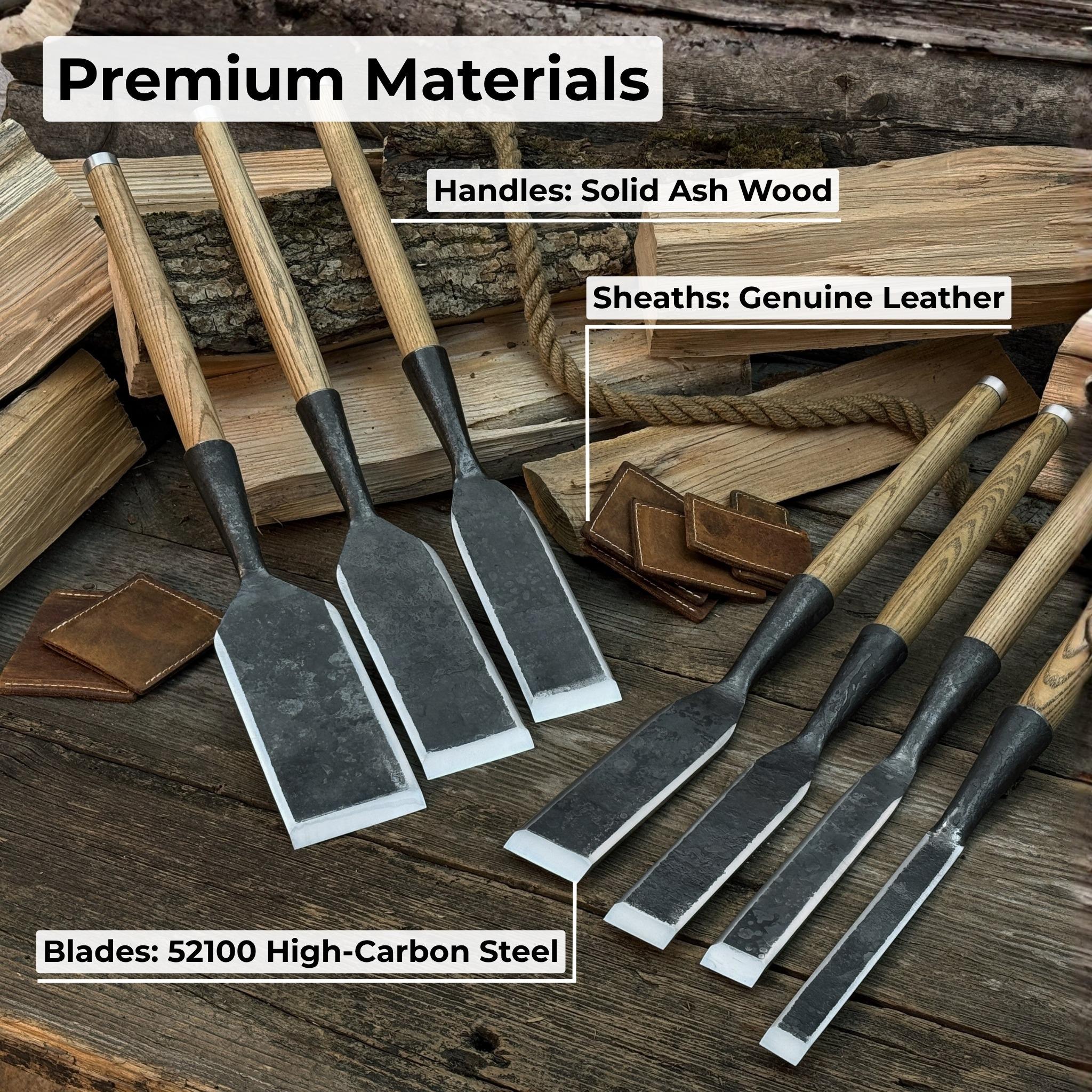 Hand-forged 7-piece Timber Slick Chisel Set – 52100 Carbon Steel Blades ...