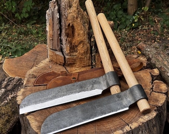 Hand Forged Splitting Froe, 2 Styles or Set, 52100 Carbon Steel, Riving Tool, Woodworking