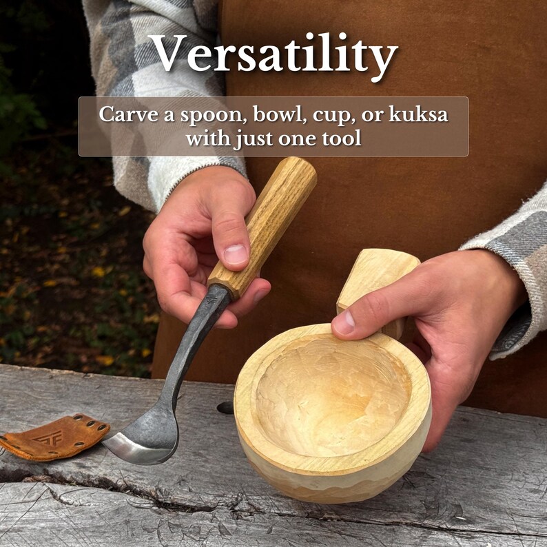Spoon Carving Gouges, Bowl Hollowing Tools, Hand Forged 52100 Carbon Steel, Gift for Him image 10