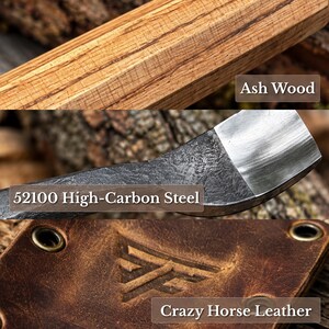 Spoon Carving Gouges, Bowl Hollowing Tools, Hand Forged 52100 Carbon Steel, Gift for Him image 6