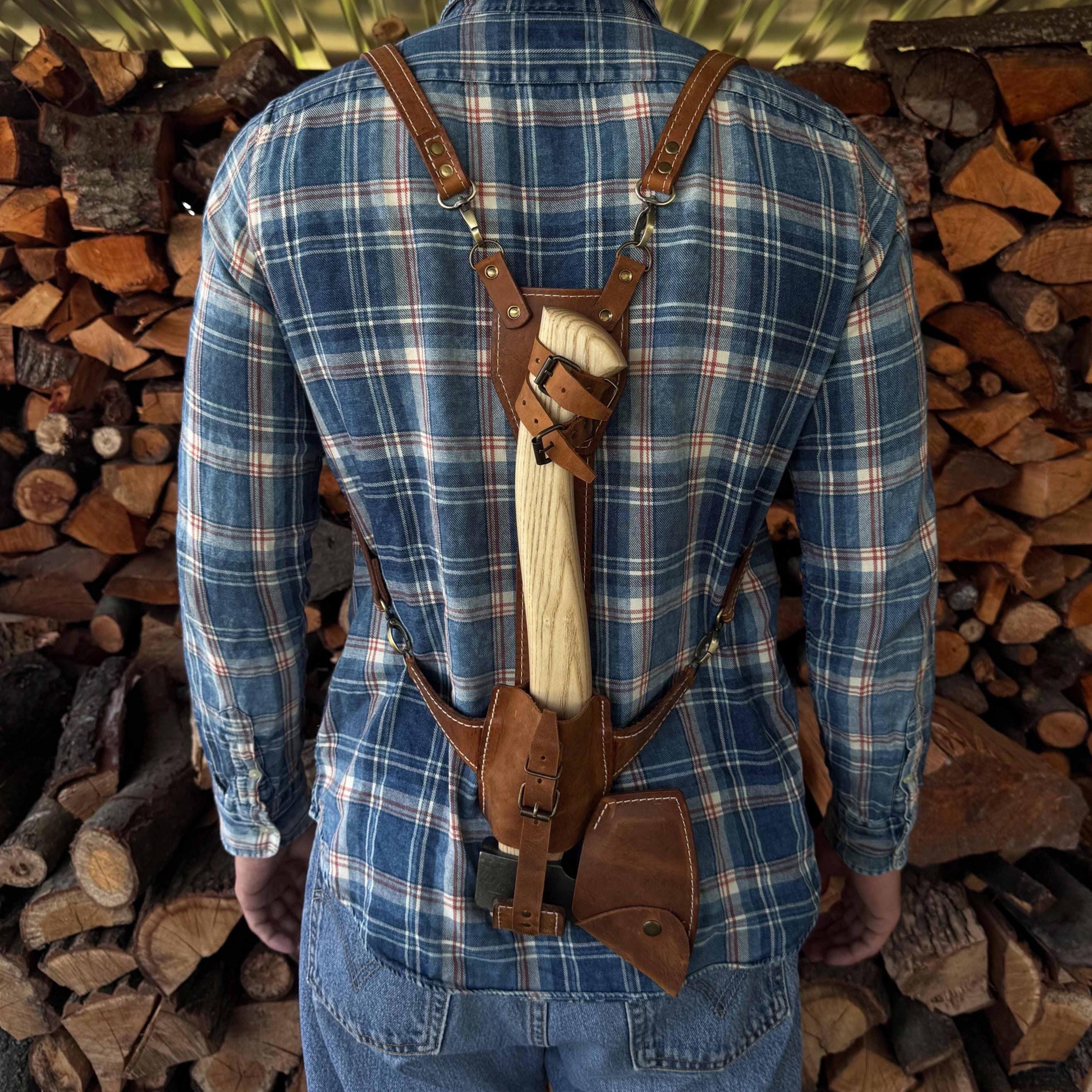 Leather Axe Case With Adjustable Straps. Genuine Leather Crazy