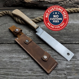 Sierra de mano japonesa de 30 cm. Bisel dentado ideal. Mango de madera antideslizante. Herramienta de corte para carpintería. Sierra universal para camping.
