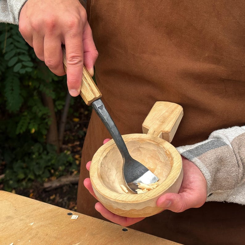 Spoon Carving Gouges, Bowl Hollowing Tools, Hand Forged 52100 Carbon Steel, Gift for Him image 4