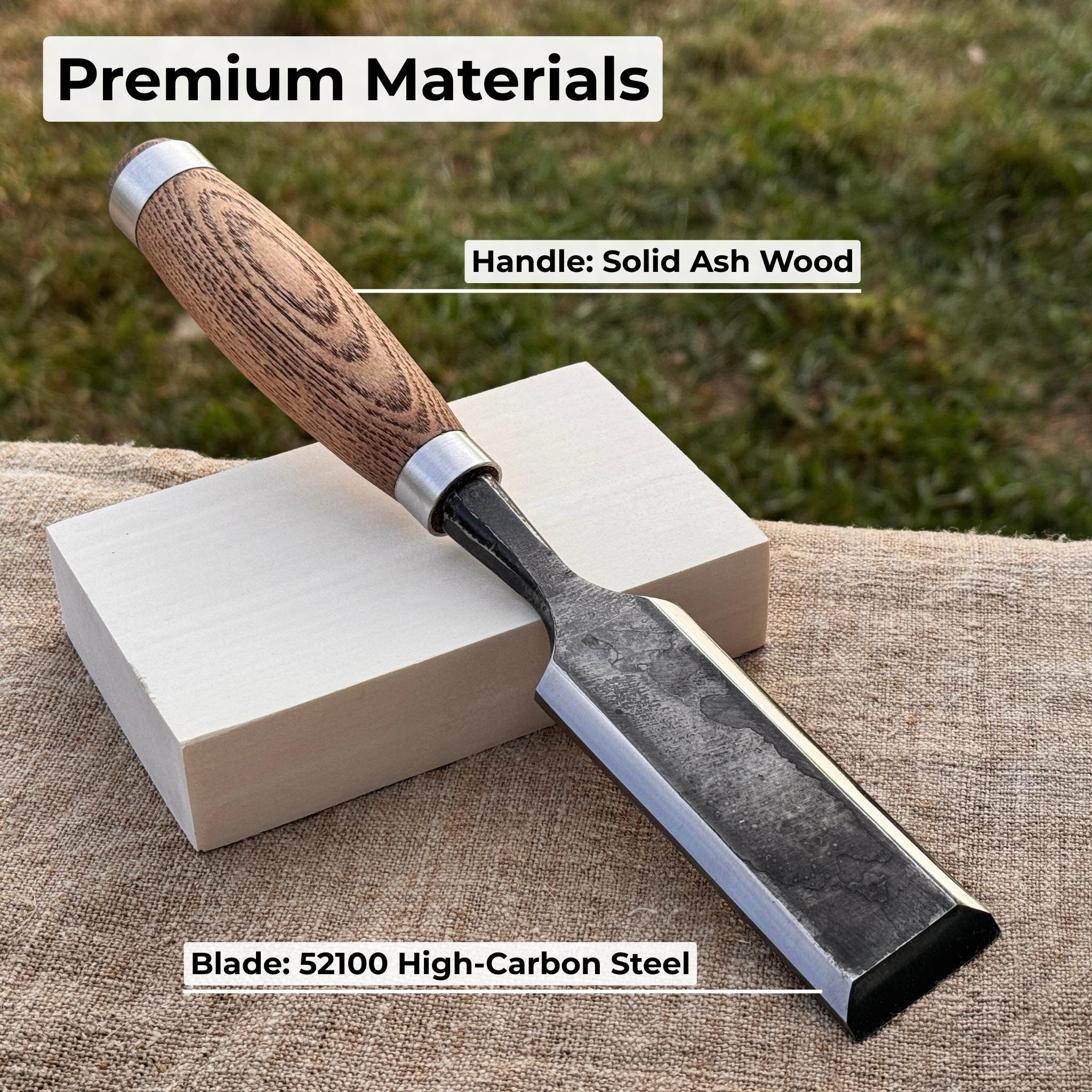 Bevel Edge Chisel – Hand-forged 52100 Carbon Steel Blade, Ash Handle ...