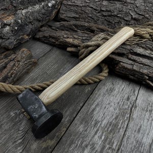 Blacksmith Rounding Hammer 3 lb. Double Face Hammer. Hand Forged from Hardened Carbon 52100 Steel, Ergonomic Ash Handle. Balanced Weight