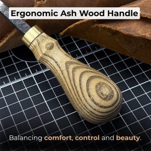 Leather Awl. Sharp Needle. Hand Forged From Hardened Carbon 52100 Steel, Ash Handle. Stitching Awl, Leatherworking Awl, Leather Work Tool image 5