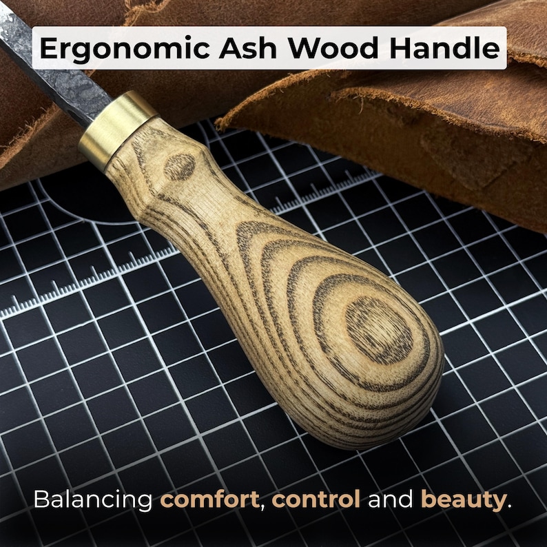 Leather Awl. Sharp Needle. Hand Forged From Hardened Carbon 52100 Steel, Ash Handle. Stitching Awl, Leatherworking Awl, Leather Work Tool image 5