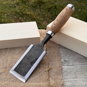 Wood Carving Chisel – 52100 Carbon Steel Blade, Ash Handle. Bevel Edge Chisel. Hand-Forged Tool for Woodworking, Sculptural & Timber Carving