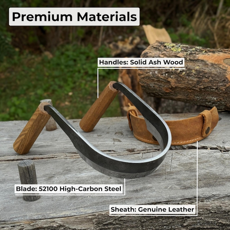 Inshave Knife (Drawknife), Sharp Carbon Blade, Ergonomic Ash Handles. Hand Forged Woodworking Tool image 6