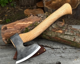 Hand Forged Wood Carving Axe, 52100 Carbon Steel, Bushcraft Hatchet