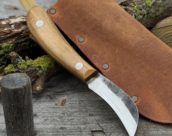 Pilzsammelmesser, handgeschmiedet aus 52100 Kohlenstoffstahl, Veredelungsmesser, Outdoor-Werkzeug