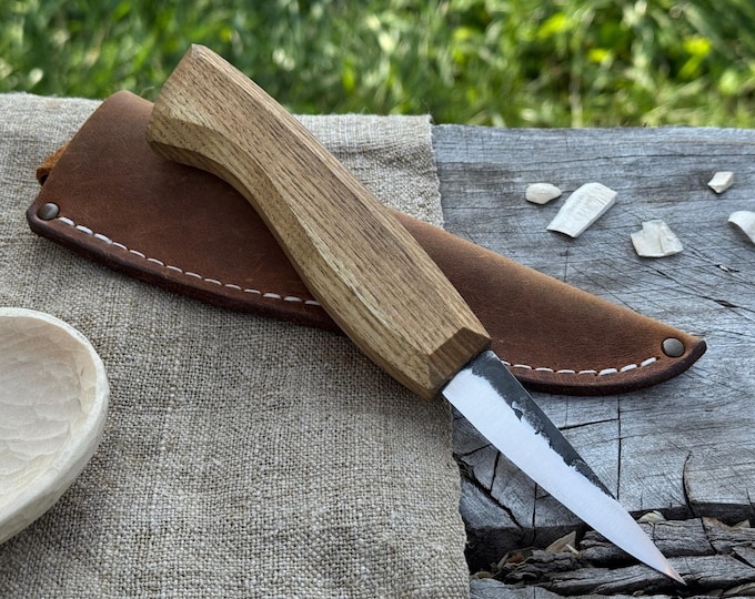 Sloyd Knife, Hand Forged 52100 Carbon Steel, Whittling Tool, Spoon Carving Knife