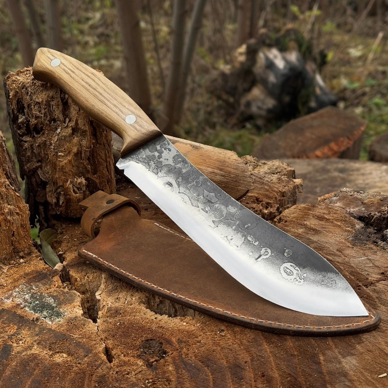 Skinning Knife. Razor Sharp Blade. Hand Forged From Hardened Carbon 52100 Steel, Ergonomic Ash Handle, With Leather Sheath. Bushcraft Knife. image 12