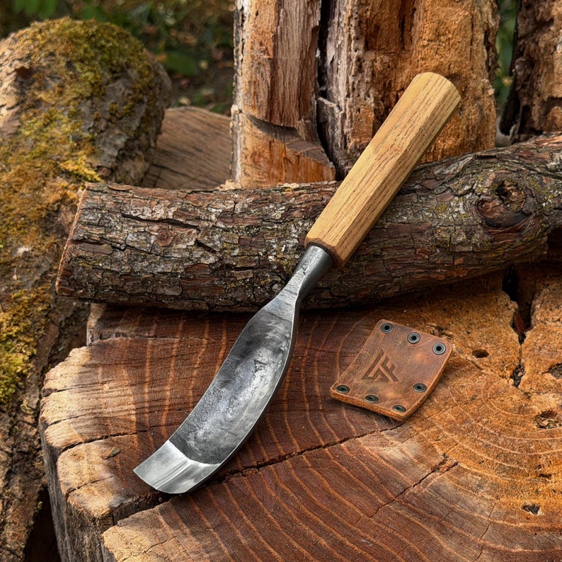 Spoon Bent Gouges, Deep Bowl Hollowing, Wood And Kuksa Carving, Hand Forged Carbon Steel image 1