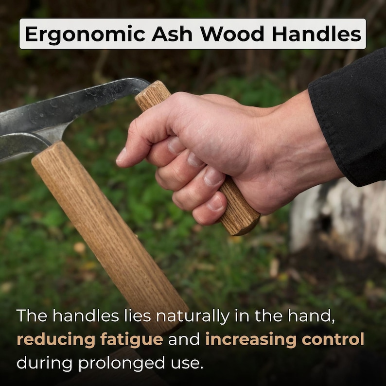 Inshave Knife (Drawknife), Sharp Carbon Blade, Ergonomic Ash Handles. Hand Forged Woodworking Tool image 3