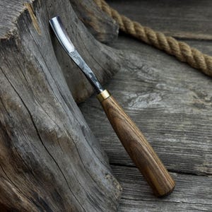 Forged Detail Carving Gouge for Wood Projects. Sharp Carbon Steel Blade, Ash Wood Handle. Wood Carving Chisel for Beginners and Carvers.