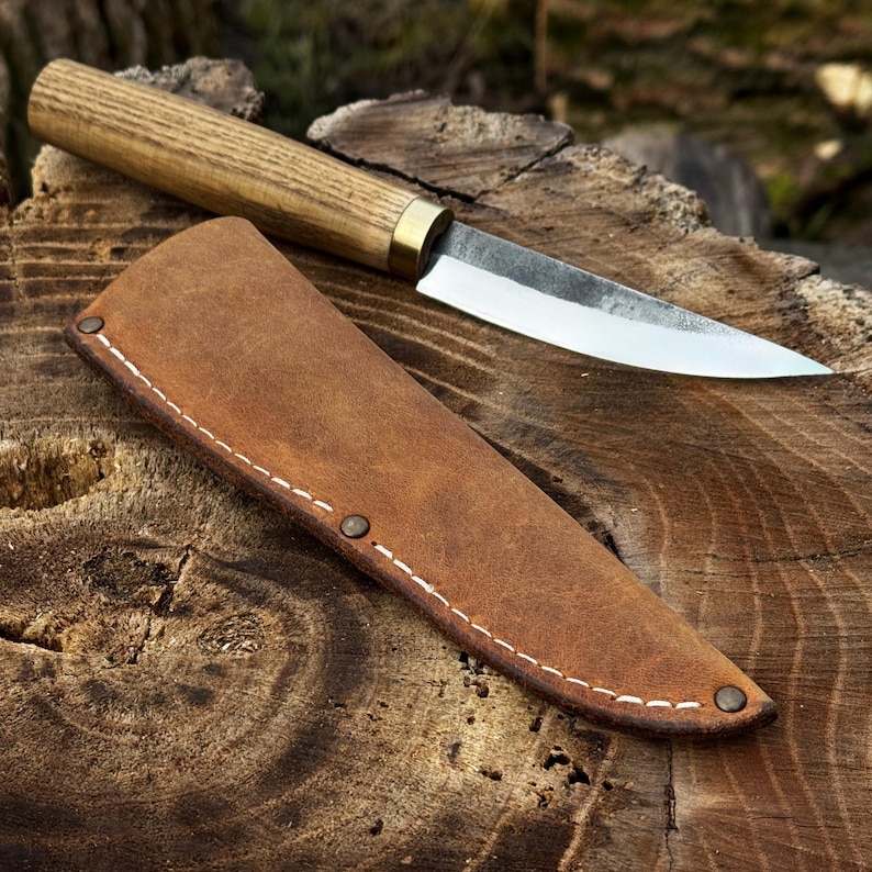 Universal Leather Sheath for Knives. Genuine Leather Crazy Horse. Sheath with Belt Loop for Carving, Camping, Kitchen and Other Knives. image 9