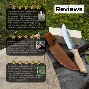 Bushcraft Knife, Hand Forged 52100 Carbon Steel, Camping Tool, Hunting Blade image 10