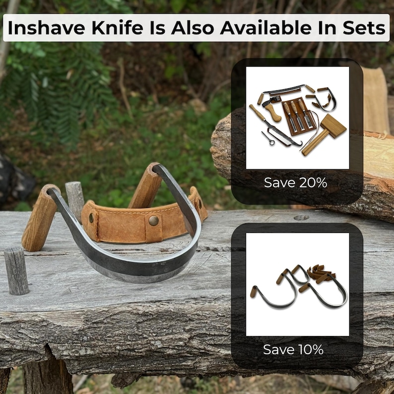 Inshave Knife (Drawknife), Sharp Carbon Blade, Ergonomic Ash Handles. Hand Forged Woodworking Tool image 10