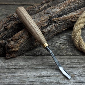Forged Detail Carving Gouge for Wood Projects. Sharp Carbon Steel Blade, Ash Wood Handle. Wood Carving Chisel for Beginners and Carvers.