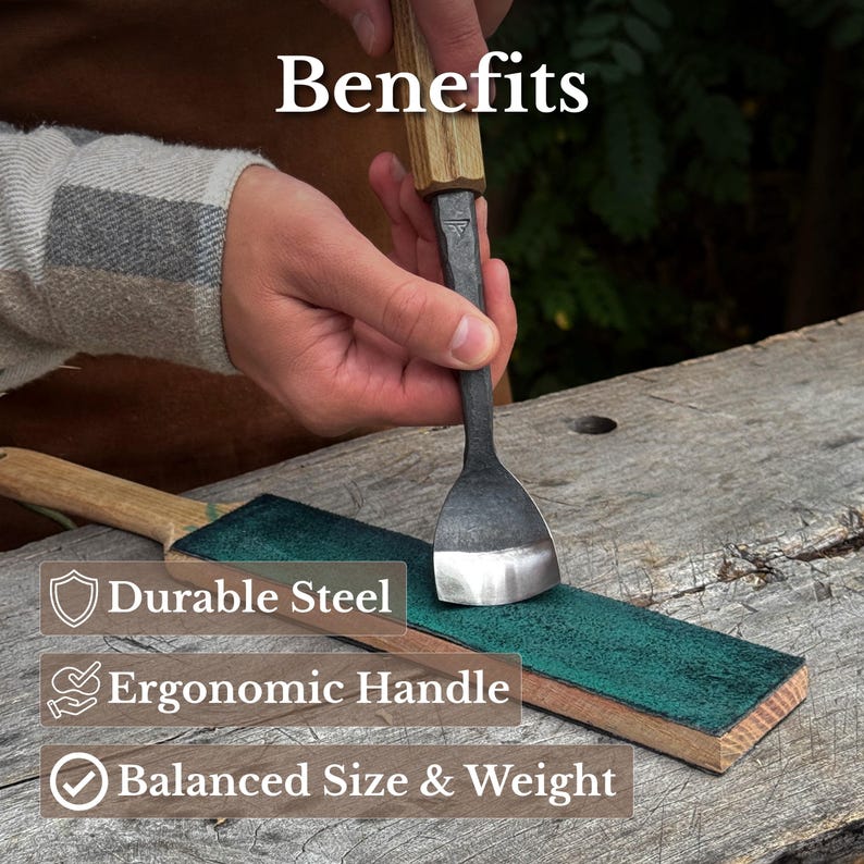 Spoon Carving Gouges, Bowl Hollowing Tools, Hand Forged 52100 Carbon Steel, Gift for Him image 7