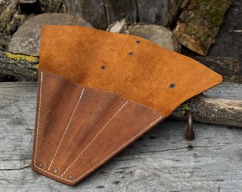 Leather Case for Throwing Knives with 3 Pockets. Genuine Leather Crazy Horse. Universal Case for All Knives. Compact Case for Camping.