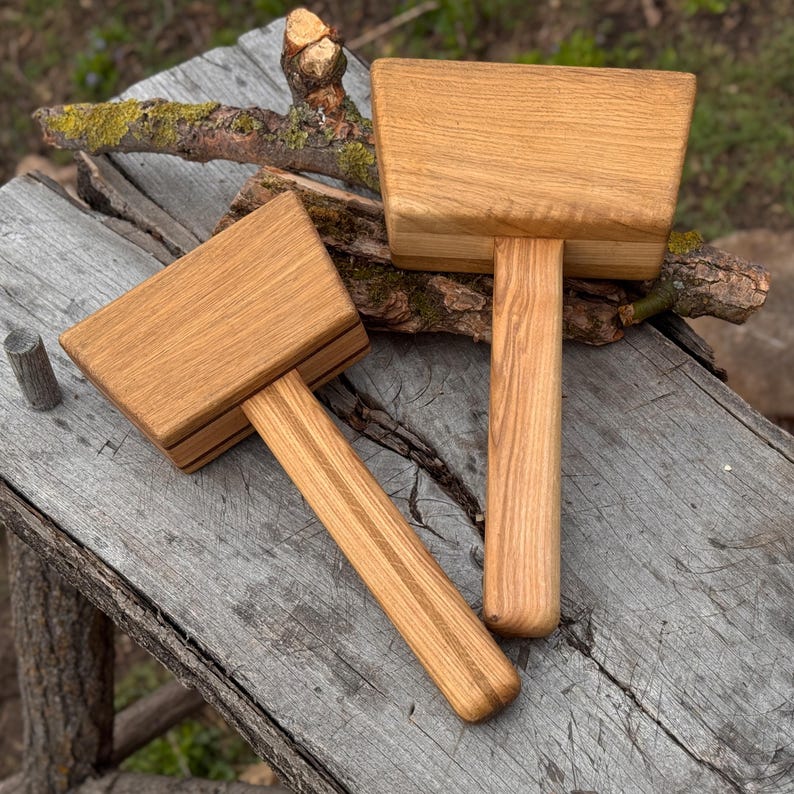 Rectangular Mallet Small and Large Wooden Mallets. Ergonomic Handle and Balanced Weight ...