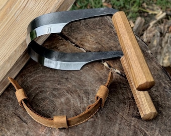 Hand Forged Inshave Knife (Drawknife), 52100 Carbon Steel, Woodworking Tool