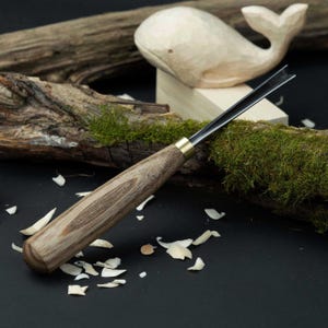Hand Forged V-Parting Chisel for Detailed Carving. Sharp Carbon Steel Blade, Ash Wood Handle. Woodworking Chisel. Chisel for Wood Carving.