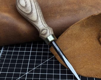 Leather Awl. Sharp Needle. Hand Forged From Hardened Carbon 52100 Steel, Ash Handle. Stitching Awl, Leatherworking Awl, Leather Work Tool