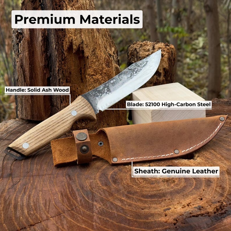 Bushcraft Knife, Hand Forged 52100 Carbon Steel, Camping Tool, Hunting Blade image 8
