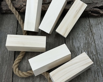 Handcrafted Set 6 PCS Wooden Blanks for Artistic Creations. Natural Quality Linden Tree. Great for Whittling, Burning, and DIY Wood Projects
