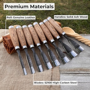 Spoon Gouges, Hand Forged 52100 Carbon Steel, Bowl Hollowing Gouge, Sculpting Tools image 9