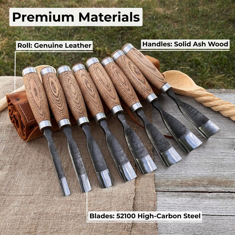 Spoon Gouges, Hand Forged 52100 Carbon Steel, Bowl Hollowing Gouge, Sculpting Tools image 9