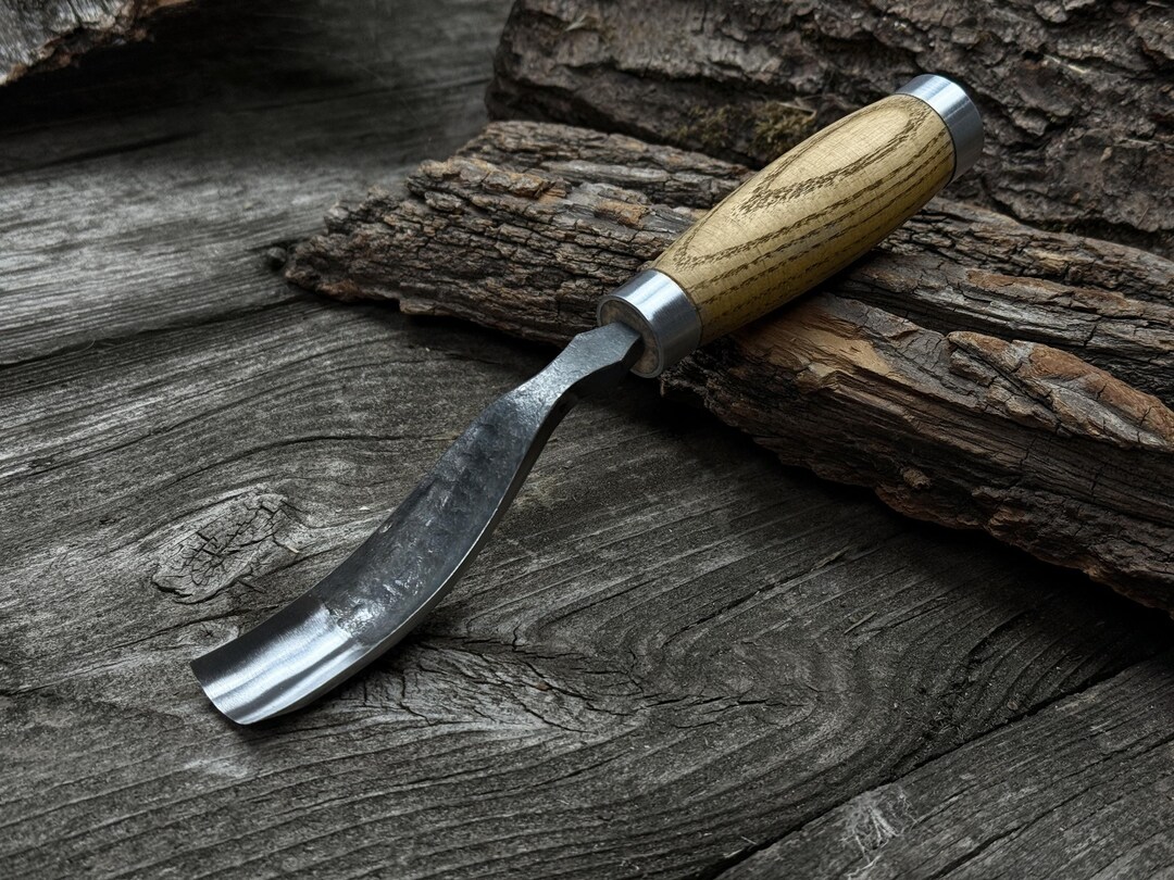 Hand-forged Bent Gouge for Wood Carving. Sharp Carbon Steel Blade ...