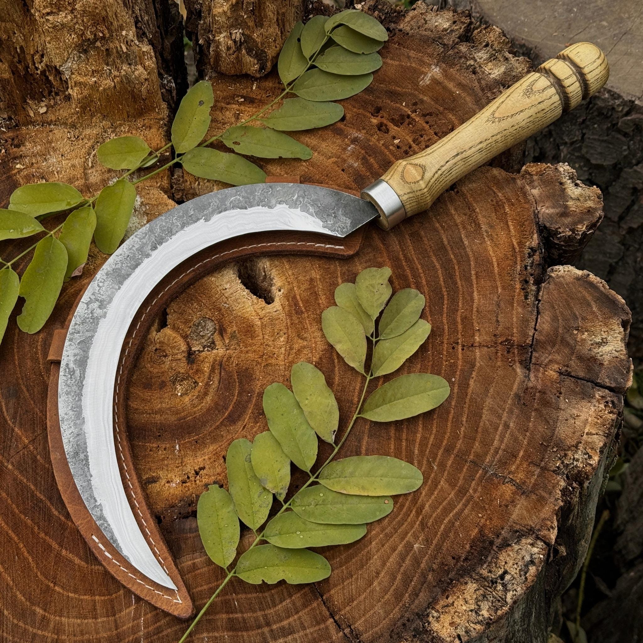 Large Garden Sickle – Hand Forged 52100 Carbon Steel Blade, Ash