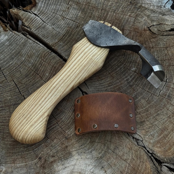 Bowl Carving Adze – 52100 Carbon Steel Blade, Ash Handle, Leather