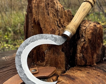 Small Garden Sickle, Hand Forged 52100 Carbon Steel, Druid Boline, Harvest Tool