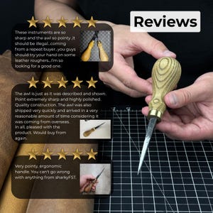 Leather Awl. Sharp Needle. Hand Forged From Hardened Carbon 52100 Steel, Ash Handle. Stitching Awl, Leatherworking Awl, Leather Work Tool image 9