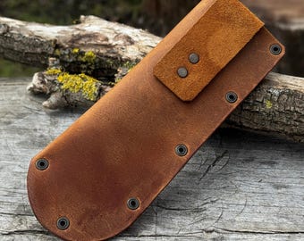 Universal Leather Knives Sheath. Genuine Leather Crazy Horse. Sheath for Mushroom, Camping and Kitchen Knives. Sheath with Belt Loop.