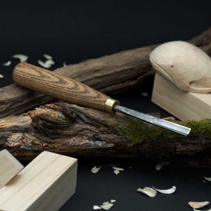 Forged Wood Carving Gouge for Beginner. Sharp Carbon Steel Blade, Ash Wood Handle. Gouge for Spoon Carving. Small Gouge for Detailed Carving