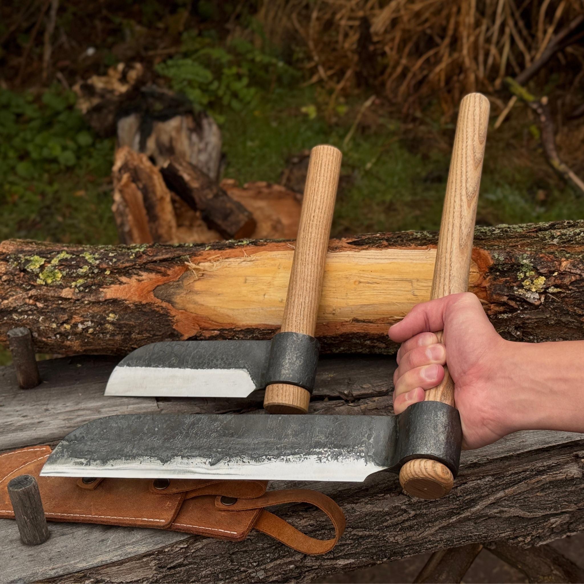 Wood Splitting Froes – 52100 Carbon Steel Blades, Ash Handles