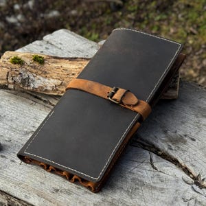 Genuine Leather Tool Roll with 4 Pockets. Universal Leather Crazy Horse. Tool Storage Bag. Roll for Chisels, Gouge, Knives and Garage Tools.