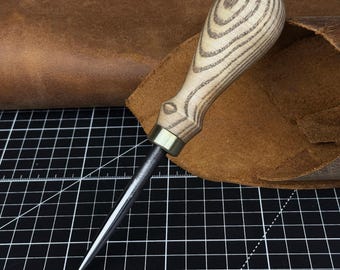 Leatherworking Awl, Hand Forged 52100 Carbon Steel, Stitching and Hole Piercing Awl