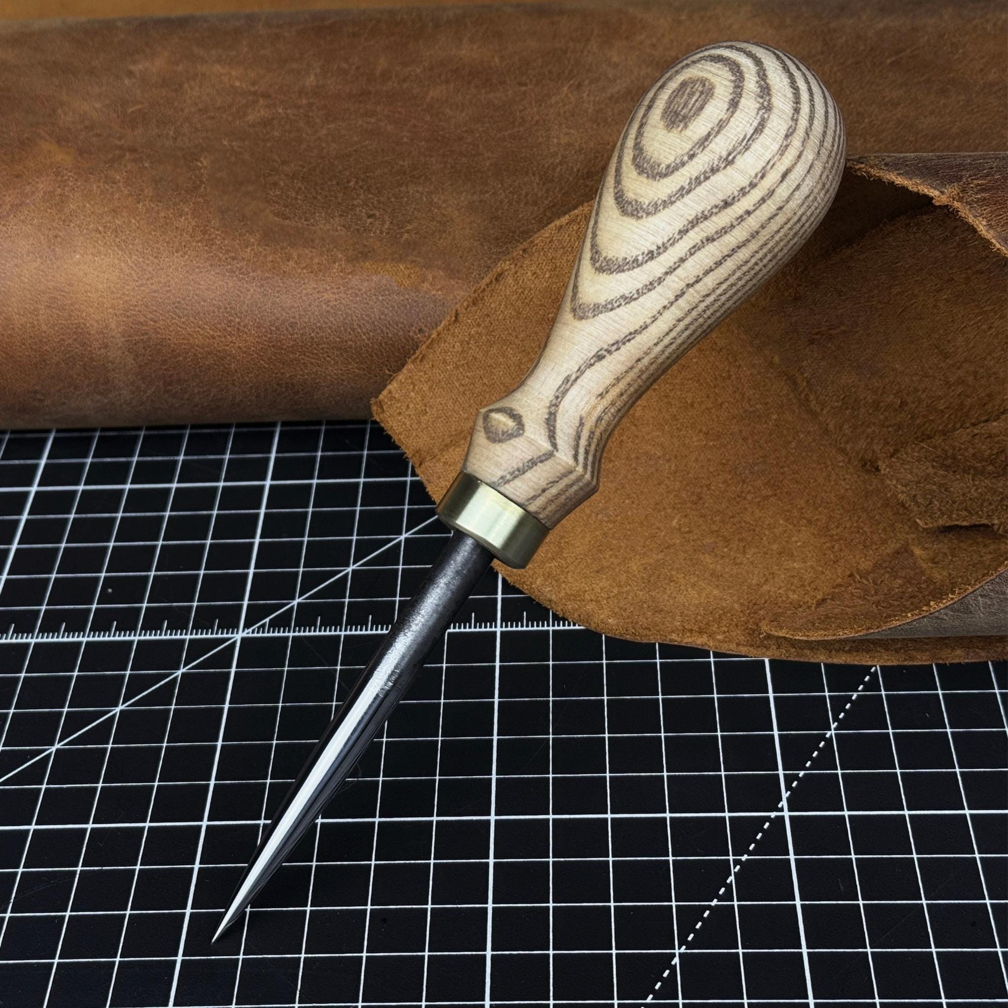 Leatherworking Awl, Hand Forged 52100 Carbon Steel, Stitching and