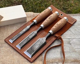 Woodworking Chisels, Hand Forged 52100 Carbon Steel, Bevel Edge Chisel, Carving Tools